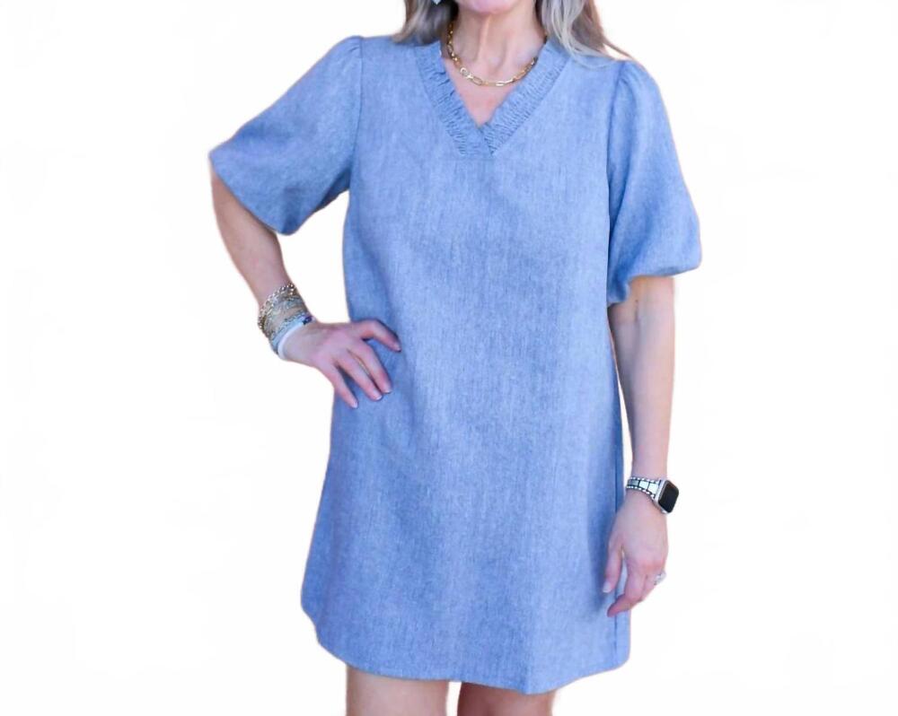 NEW VOY cheyenne mini dress in light blue-gray